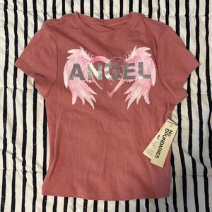 No Boundaries Pink Angel Short Sleeve Baby Tee